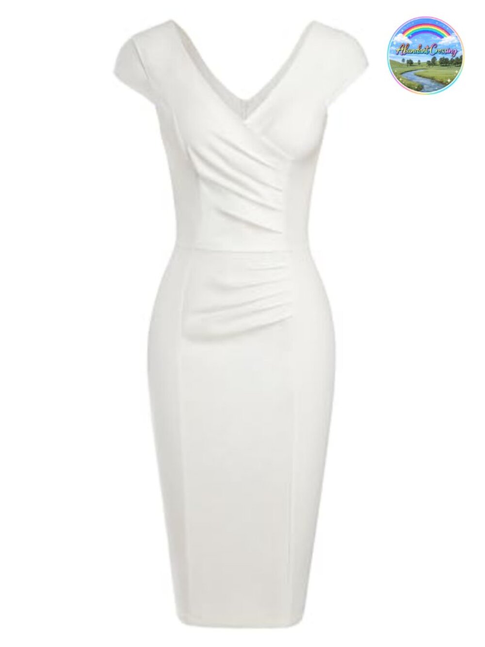 MUXXN Women's 1950's Vintage V Neck Ruched Sheath Formal Pencil Dress